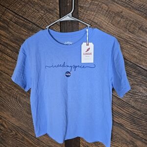League Blue Crop Top I Need My Space New With Tags Small